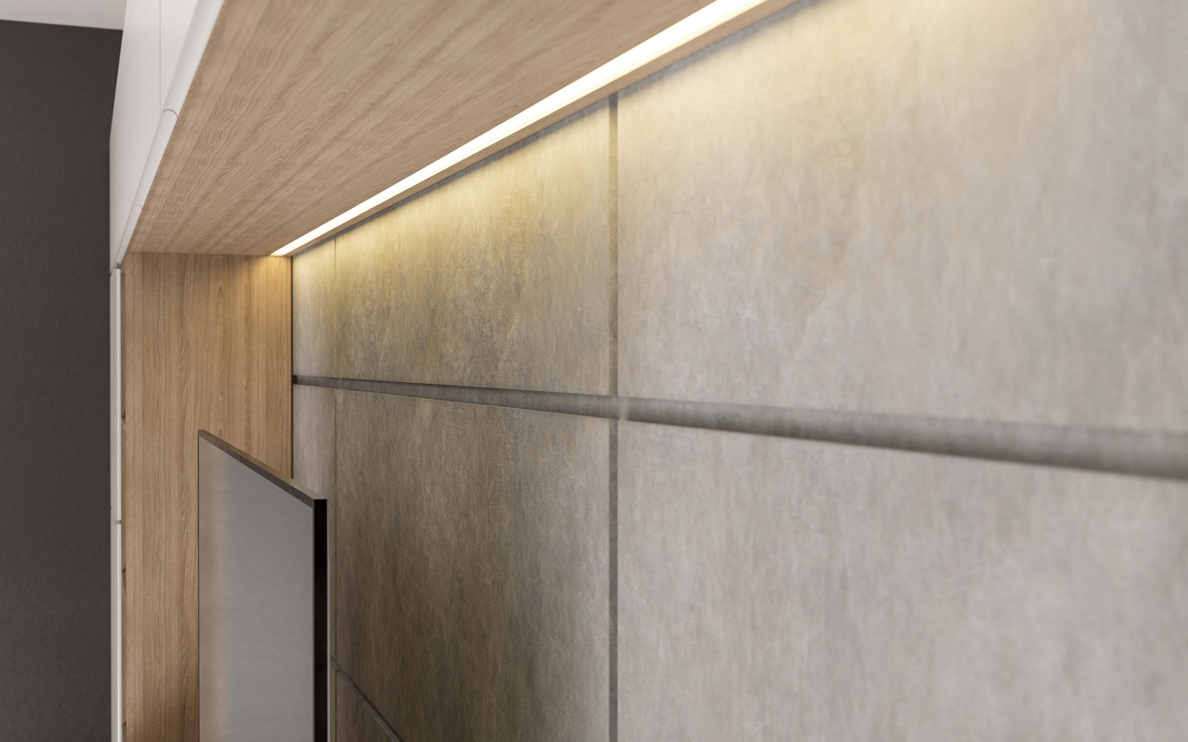 How 3-Phase Power Installations Can Benefit Your Business 1 Modern home interior with warm LED strip lighting installed above wall panel by Sunshine Coast Electrician