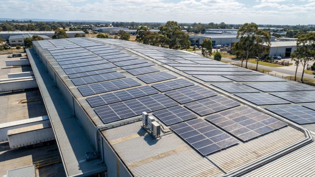 Is Your Business Roof Wasting Money? Why Warehouses Are Perfect for Solar 2 Commercial solar panel installation on a warehouse roof on the Sunshine Coast