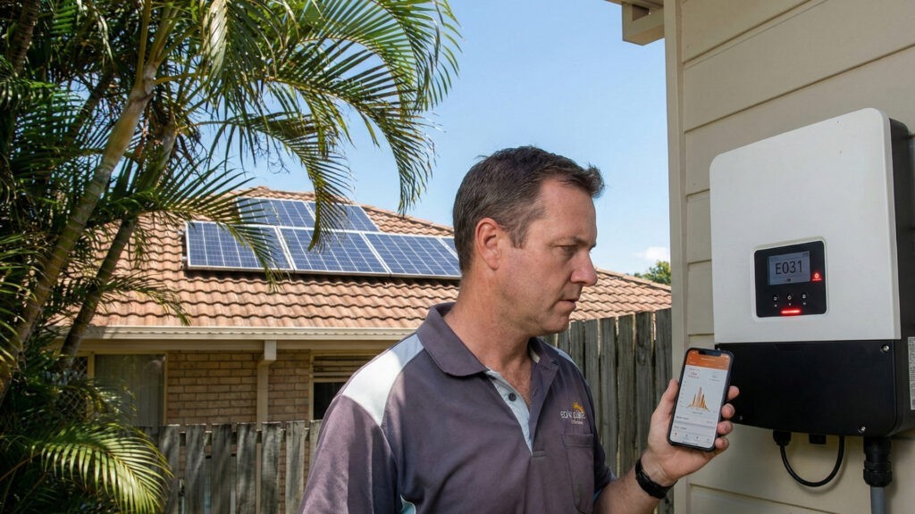 Solar inverter installed on a Sunshine Coast property converting solar panel energy into usable electricity