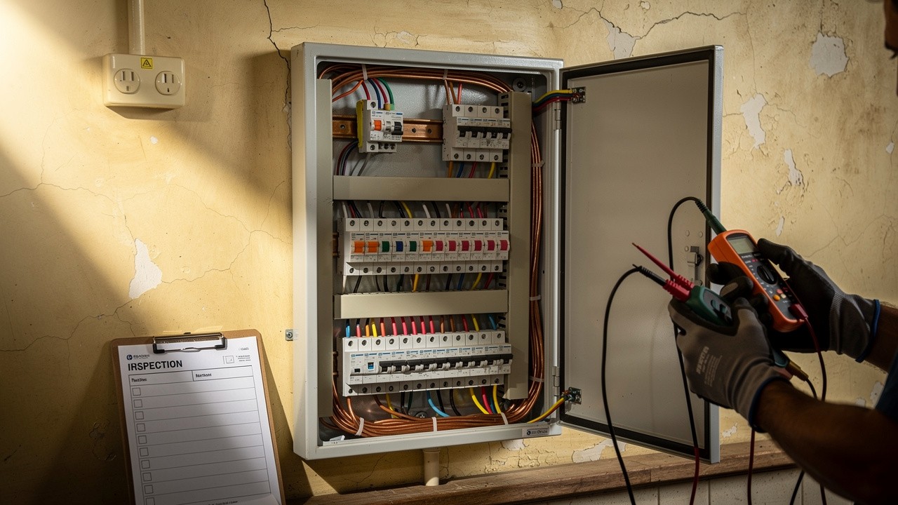 Professional pre-purchase electrical inspection of residential switchboard