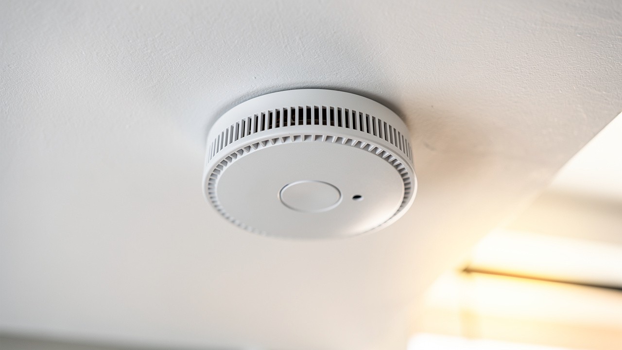 Your Smoke Alarm Electrician Sunshine Coast Experts 1 Modern photoelectric smoke alarm installed on white ceiling