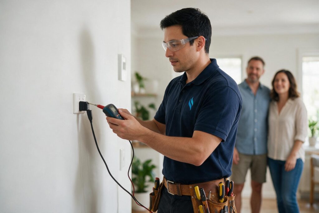 Emergency Electrician Sunshine Coast: Complete Guide 3 Emergency electrician responding to an electrical fault at a Sunshine Coast home