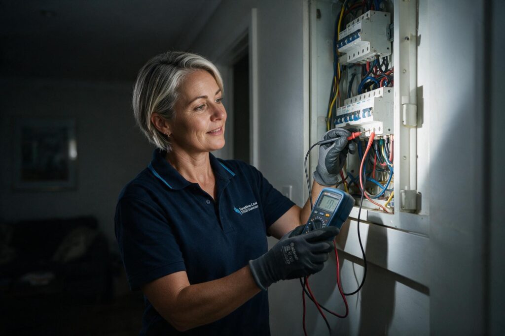 Sunshine Coast electrician diagnosing the cause of a household power outage
